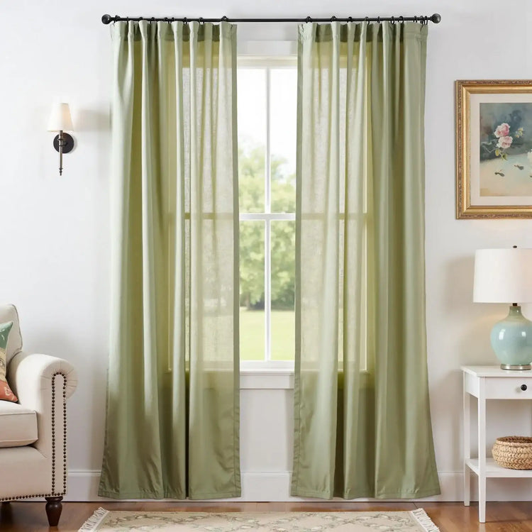 Solid Linen-Blend 3-in-1 Curtains - Jinchan Home