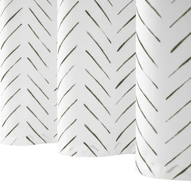 Hand-Drawn Herringbone Grommet-Top Shower Curtain - Jinchan Home