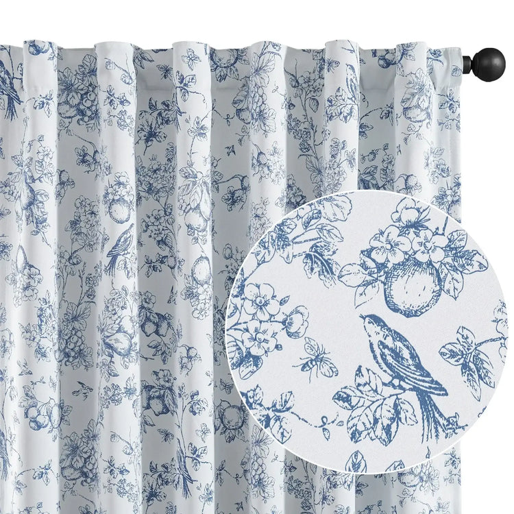 Vintage Bird & Botanical Sketch Curtains - Jinchan Home