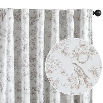Vintage Bird & Botanical Sketch Curtains - Jinchan Home