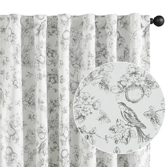 Vintage Bird & Botanical Sketch Curtains - Jinchan Home