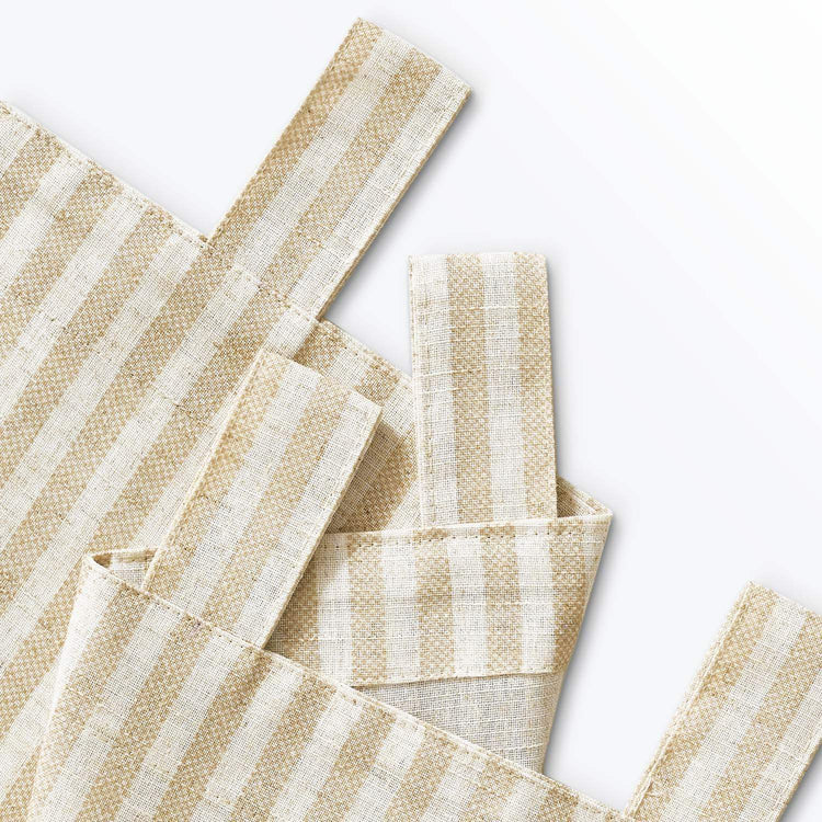 Striped Tab Top Linen Kitchen Curtains - Jinchan Home