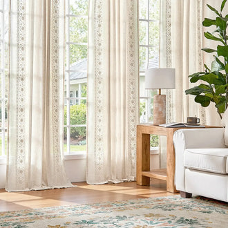 
                    
                      Floral Embroidered Linen Blend Curtains - Jinchan Home
                    
                  