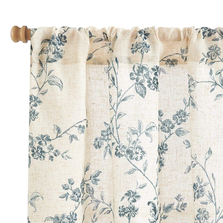 Bloom Vine Rod Pocket Kitchen Curtains - Jinchan Home