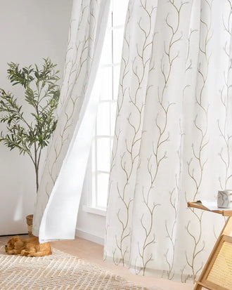 
                    
                      Vine Leaf Embroidered Lined Curtains - Jinchan Home
                    
                  