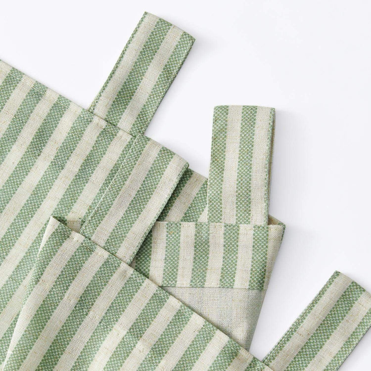 Striped Tab Top Linen Kitchen Curtains - Jinchan Home