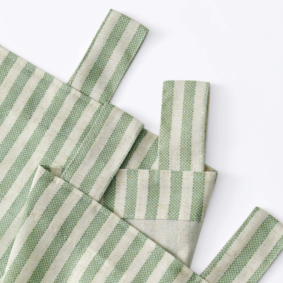 Striped Tab Top Linen Kitchen Curtains - Jinchan Home