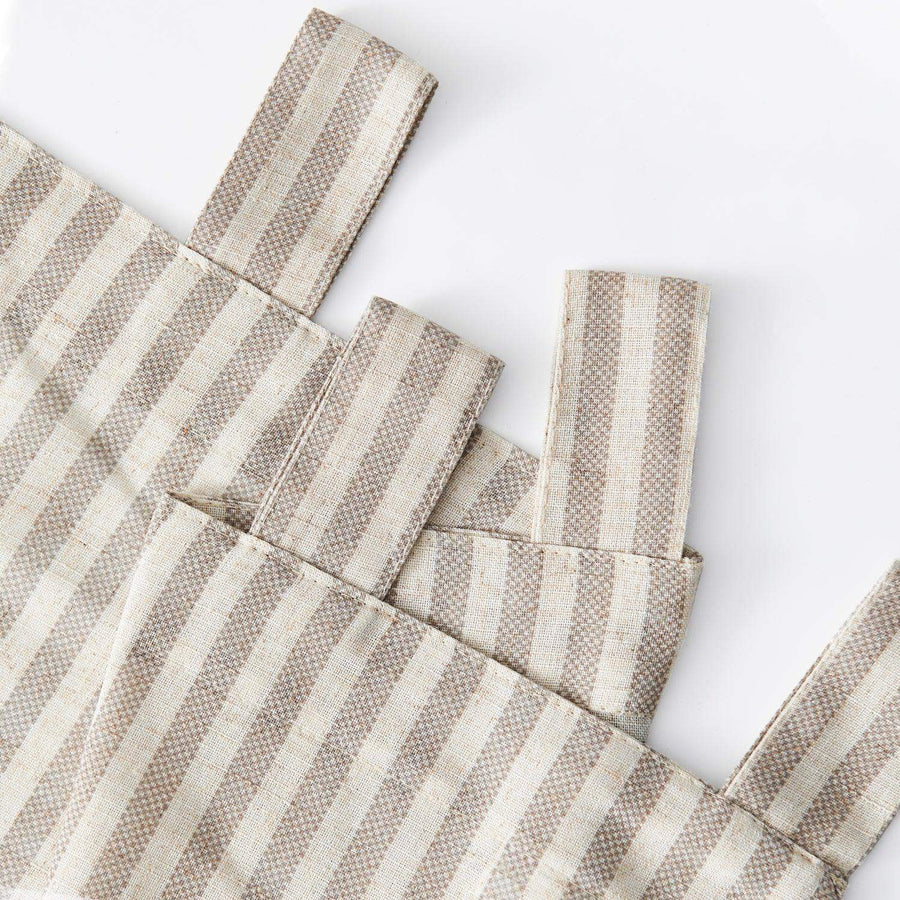 Striped Tab Top Linen Kitchen Curtains - Jinchan Home