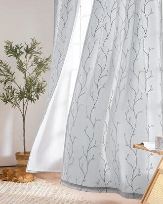 
                    
                      Vine Leaf Embroidered Lined Curtains - Jinchan Home
                    
                  