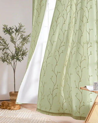 
                    
                      Vine Leaf Embroidered Lined Curtains - Jinchan Home
                    
                  