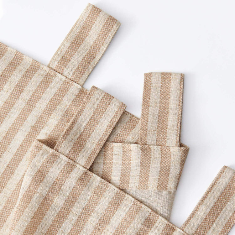 Striped Tab Top Linen Kitchen Curtains - Jinchan Home