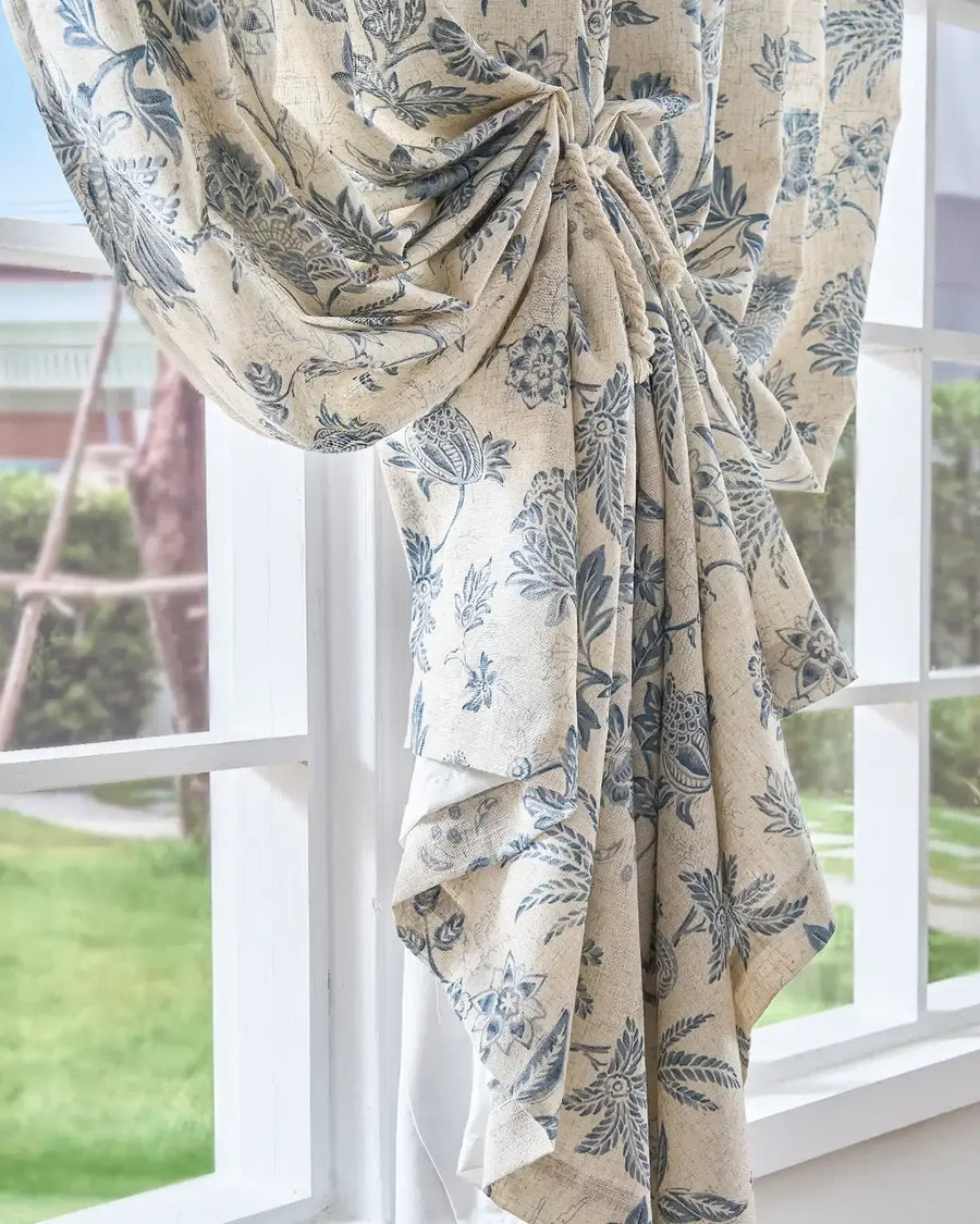 Vintage Botanical Vine Linen Curtains - Jinchan Home