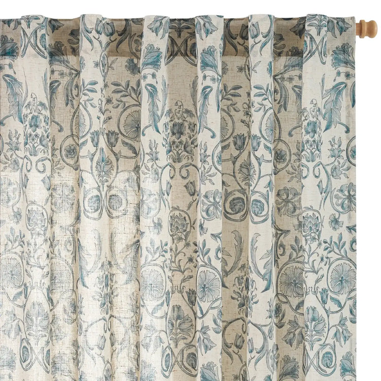 Rococo Vine Linen-Blend 3-in-1 Curtains - Jinchan Home