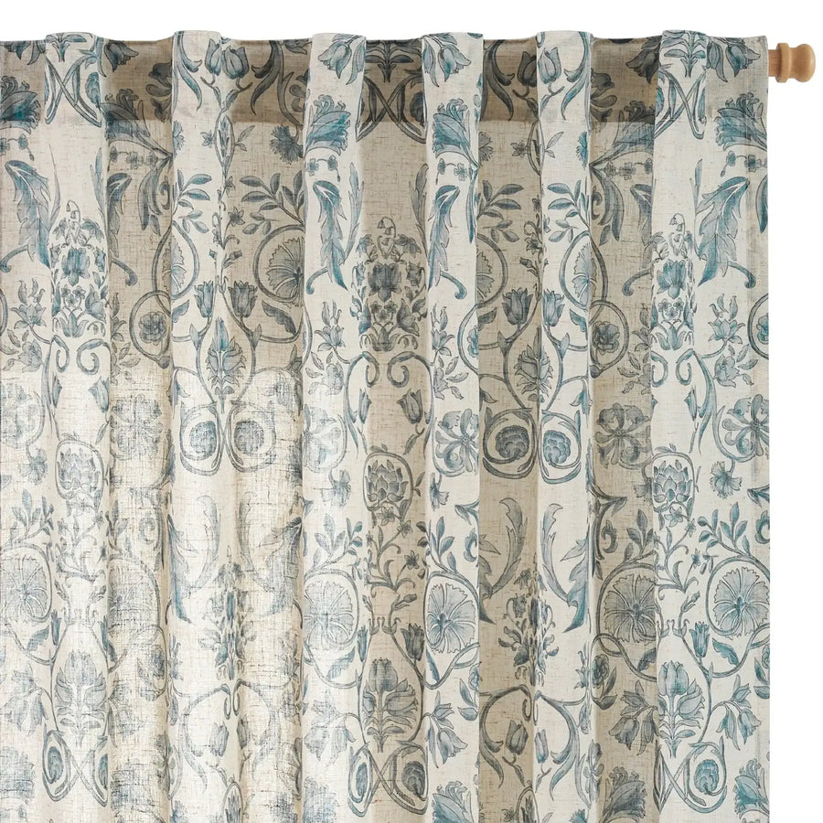 Rococo Vine Linen-Blend 3-in-1 Curtains - Jinchan Home