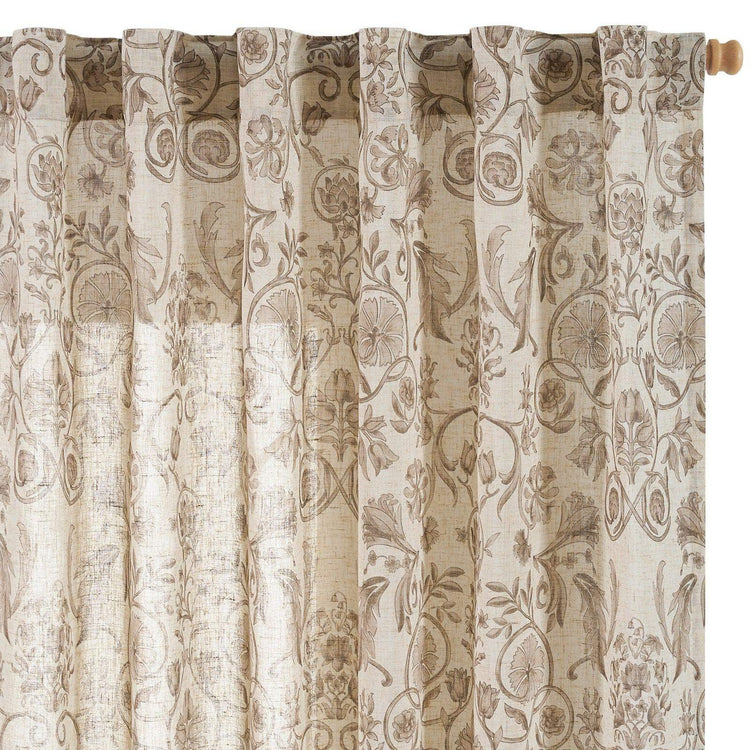 Rococo Vine Linen-Blend 3-in-1 Curtains - Jinchan Home