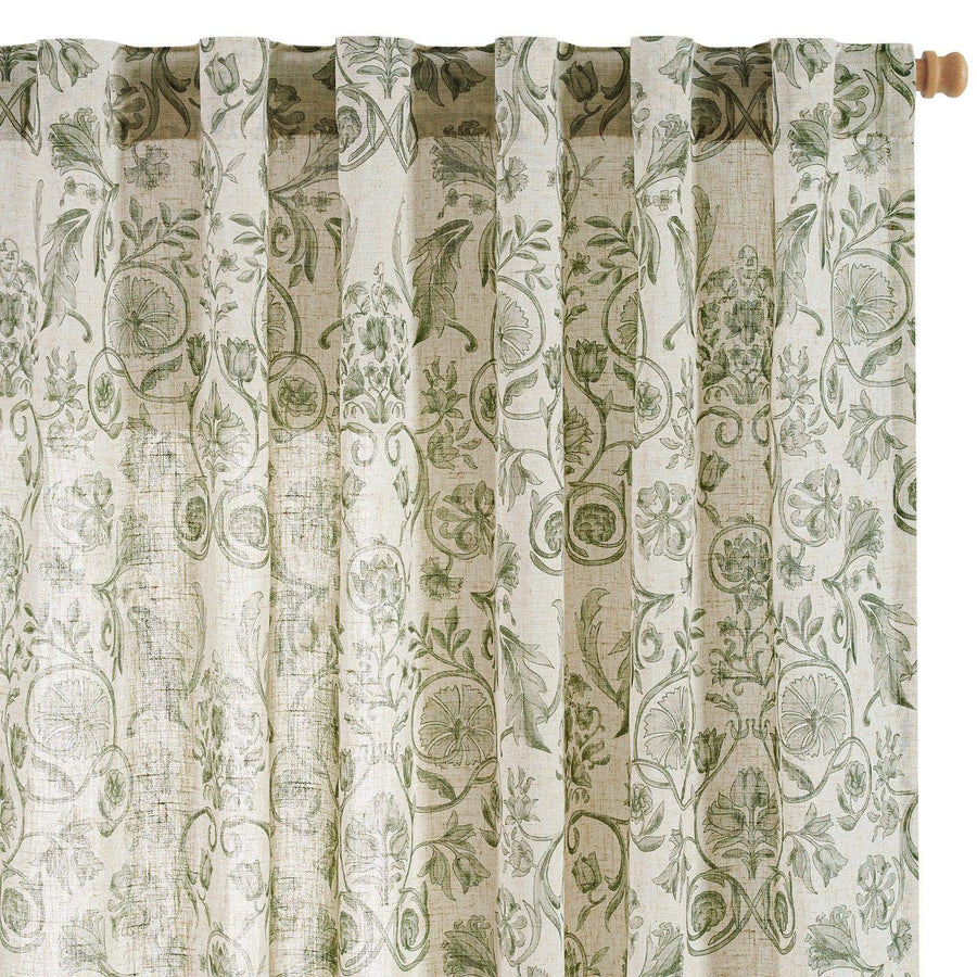 Rococo Vine Linen-Blend 3-in-1 Curtains - Jinchan Home