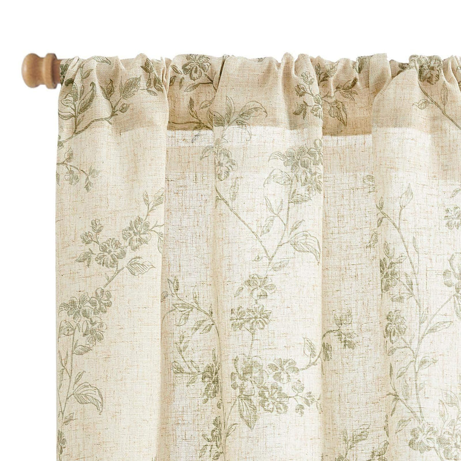 Bloom Vine Rod Pocket Kitchen Curtains - Jinchan Home