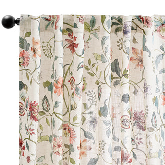 Hattie Floral Linen Blend Curtains - Jinchan Home