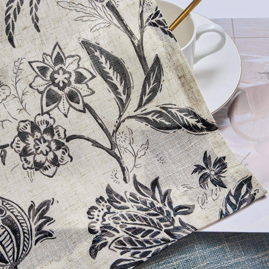 Vintage Botanical Floral Print Kitchen Curtains - Jinchan Home