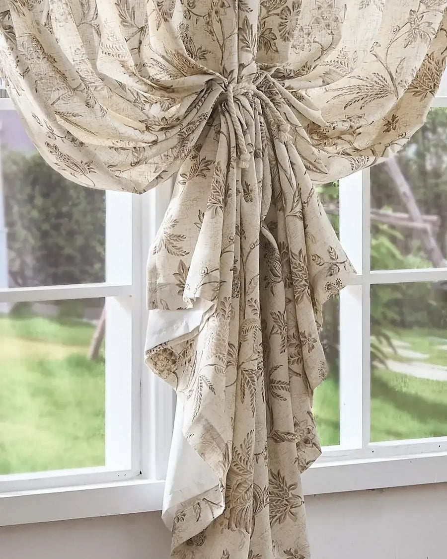 Vintage Botanical Vine Linen Curtains - Jinchan Home