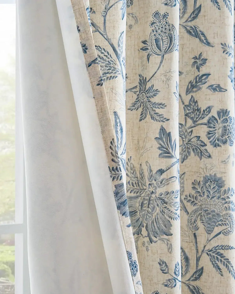 Vintage Botanical Vine Linen Curtains - Jinchan Home