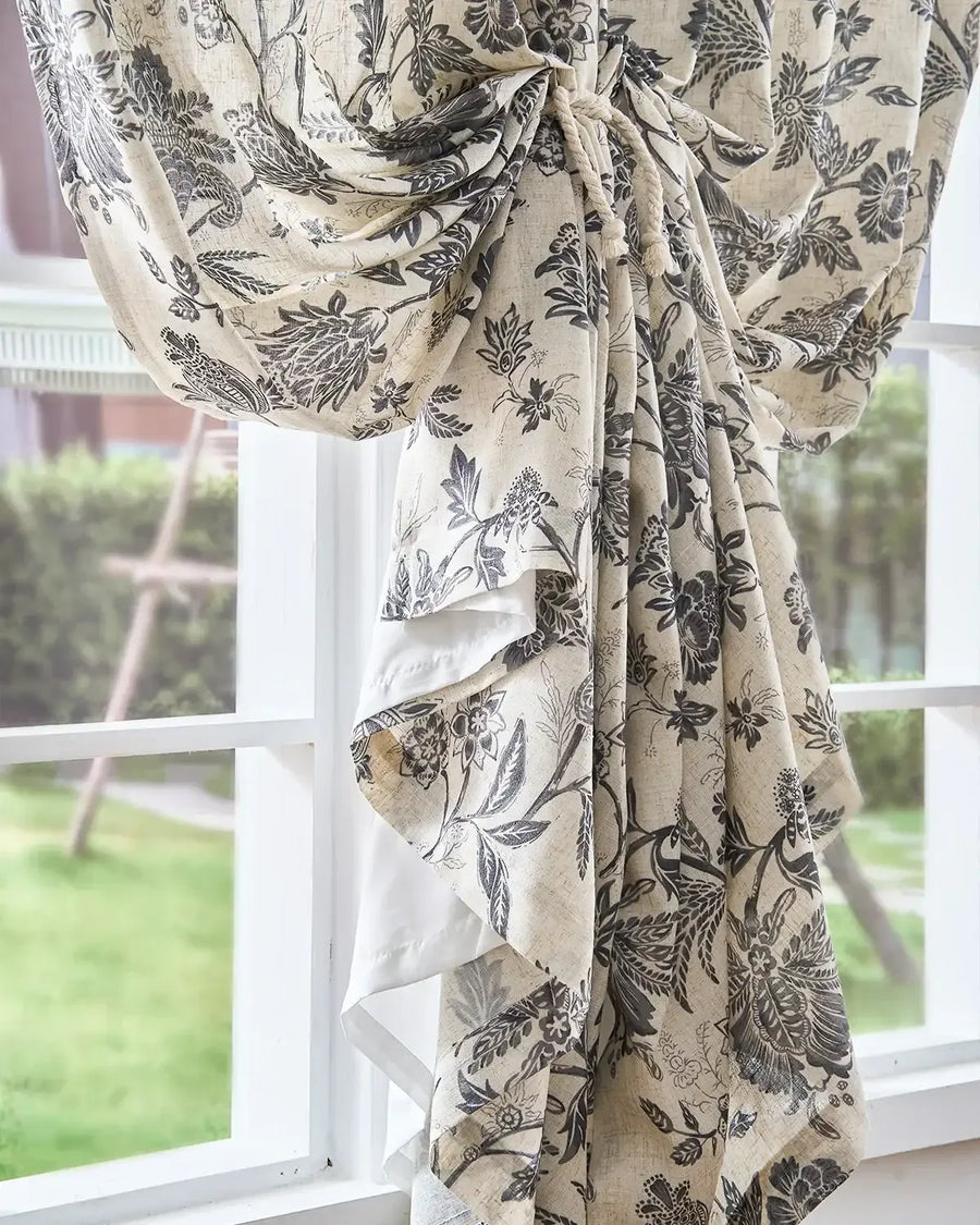 Vintage Botanical Vine Linen Curtains - Jinchan Home