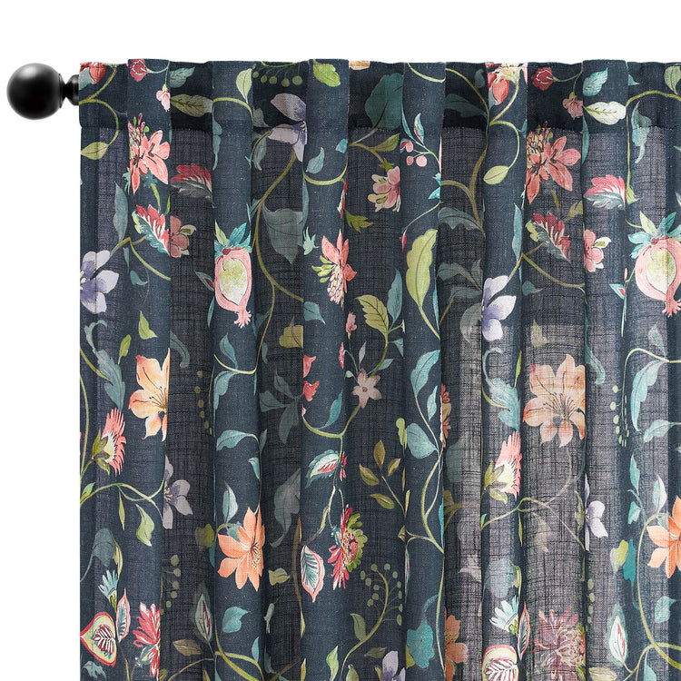 Hattie Floral Linen Blend Curtains - Jinchan Home