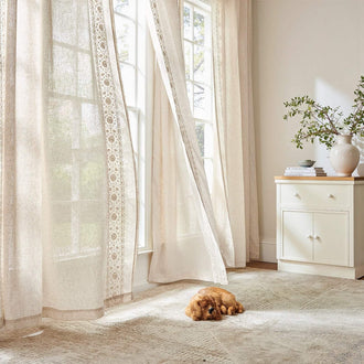 
                    
                      Floral Embroidered Linen Blend Curtains - Jinchan Home
                    
                  