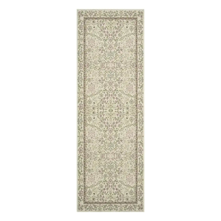 Hand-Painted Vintage Foliage & Floral Area Rug - Jinchan Home