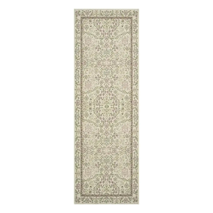 Hand-Painted Vintage Foliage & Floral Area Rug - Jinchan Home