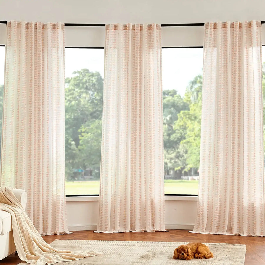 Boho Prism Triangle Stripe Linen Curtains - Jinchan Home