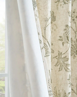 Vintage Botanical Vine Linen Curtains - Jinchan Home