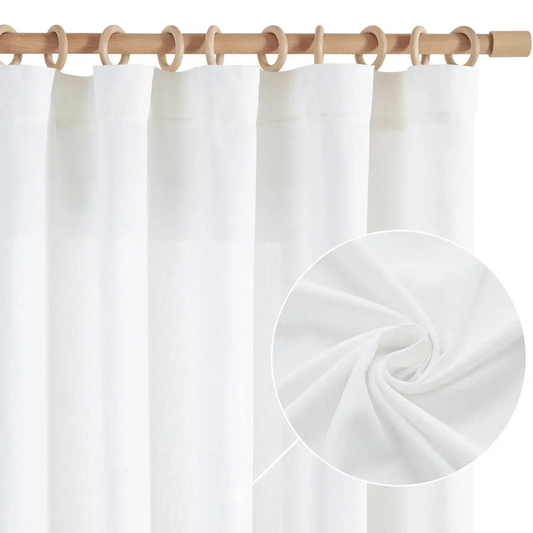 Solid Linen-Blend Flat Curtains - Jinchan Home