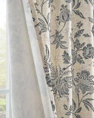 Vintage Botanical Vine Linen Curtains - Jinchan Home
