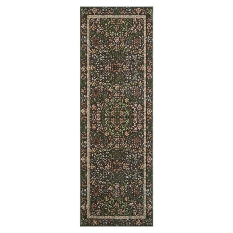 Hand-Painted Vintage Foliage & Floral Area Rug - Jinchan Home