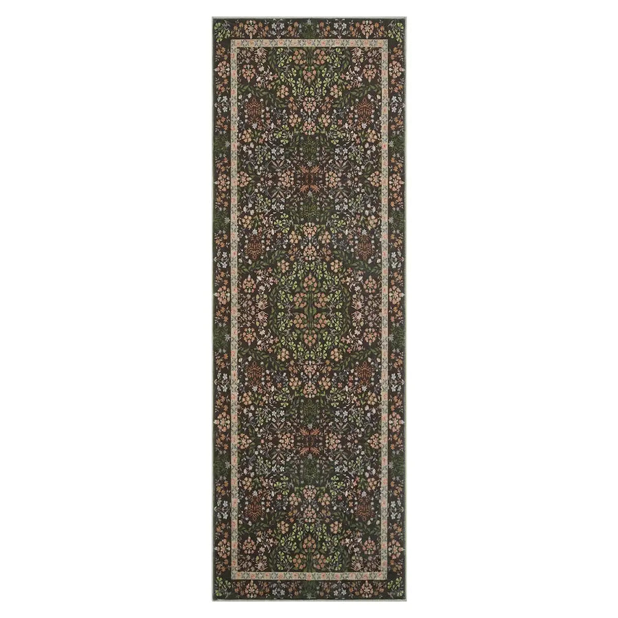 Hand-Painted Vintage Foliage & Floral Area Rug - Jinchan Home