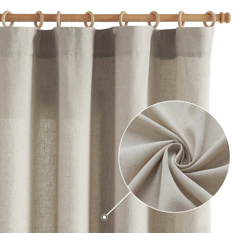 Solid Linen-Blend Flat Curtains - Jinchan Home