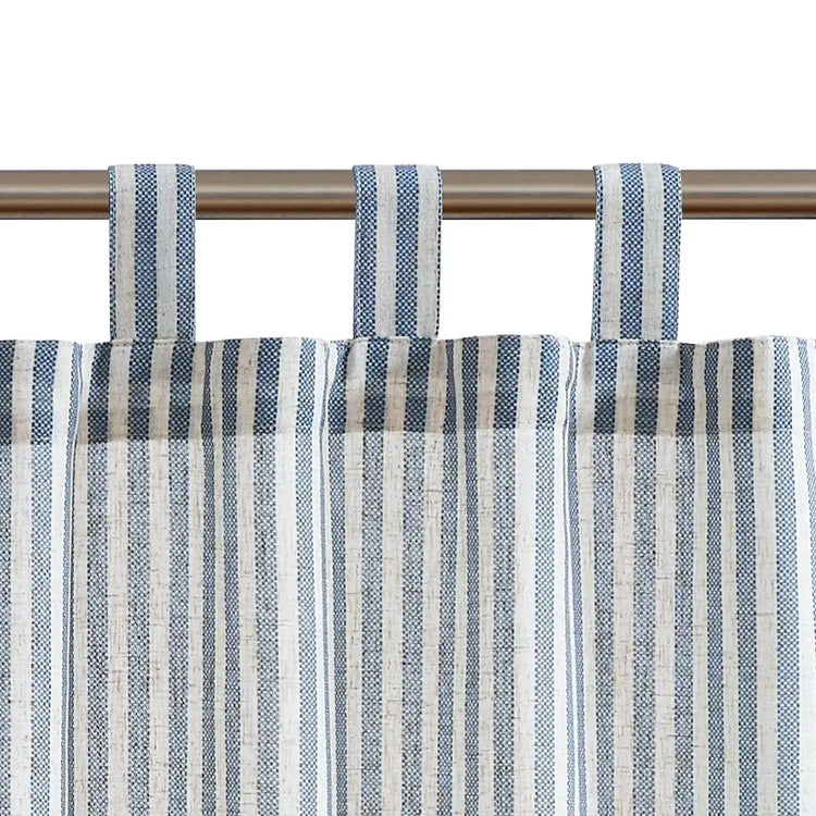 Striped Tab Top Linen Kitchen Curtains - Jinchan Home