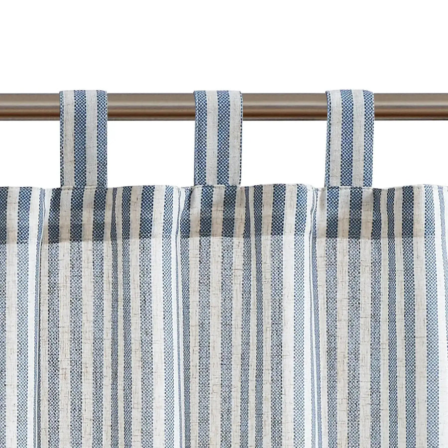 Striped Tab Top Linen Kitchen Curtains - Jinchan Home