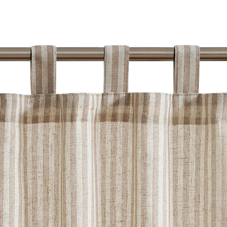 Striped Tab Top Linen Kitchen Curtains - Jinchan Home