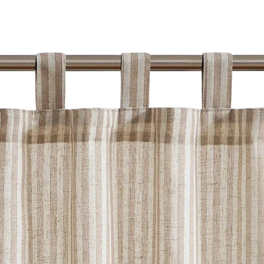 Striped Tab Top Linen Kitchen Curtains - Jinchan Home