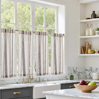 
                    
                      Boho Geometric Stripe Embroidered Kitchen Curtains - Jinchan Home
                    
                  