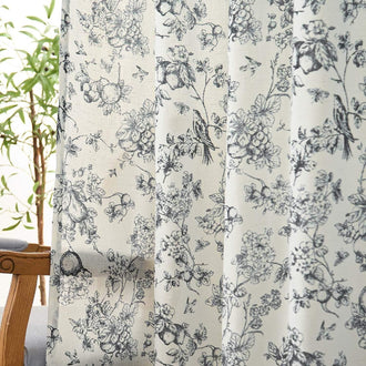 
                    
                      Vintage Bird & Vine Linen Curtains - Jinchan Home
                    
                  