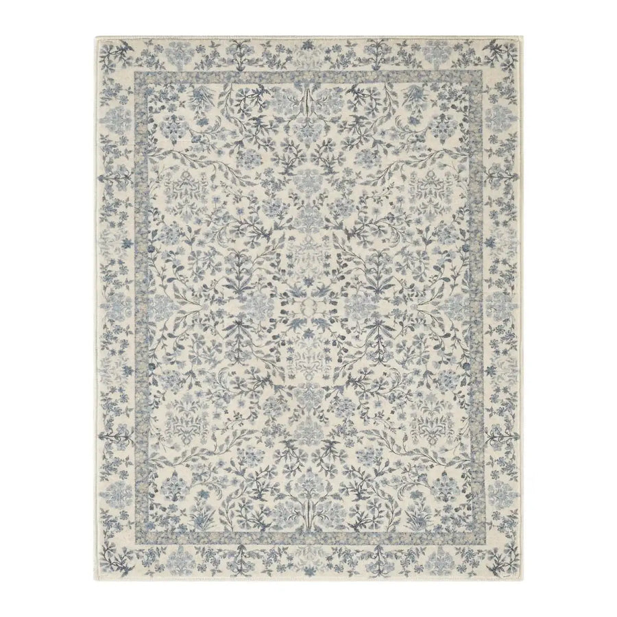 Hand-Painted Vintage Foliage & Floral Area Rug - Jinchan Home