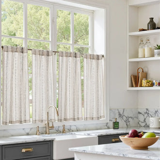 
                    
                      Boho Geometric Stripe Embroidered Kitchen Curtains - Jinchan Home
                    
                  