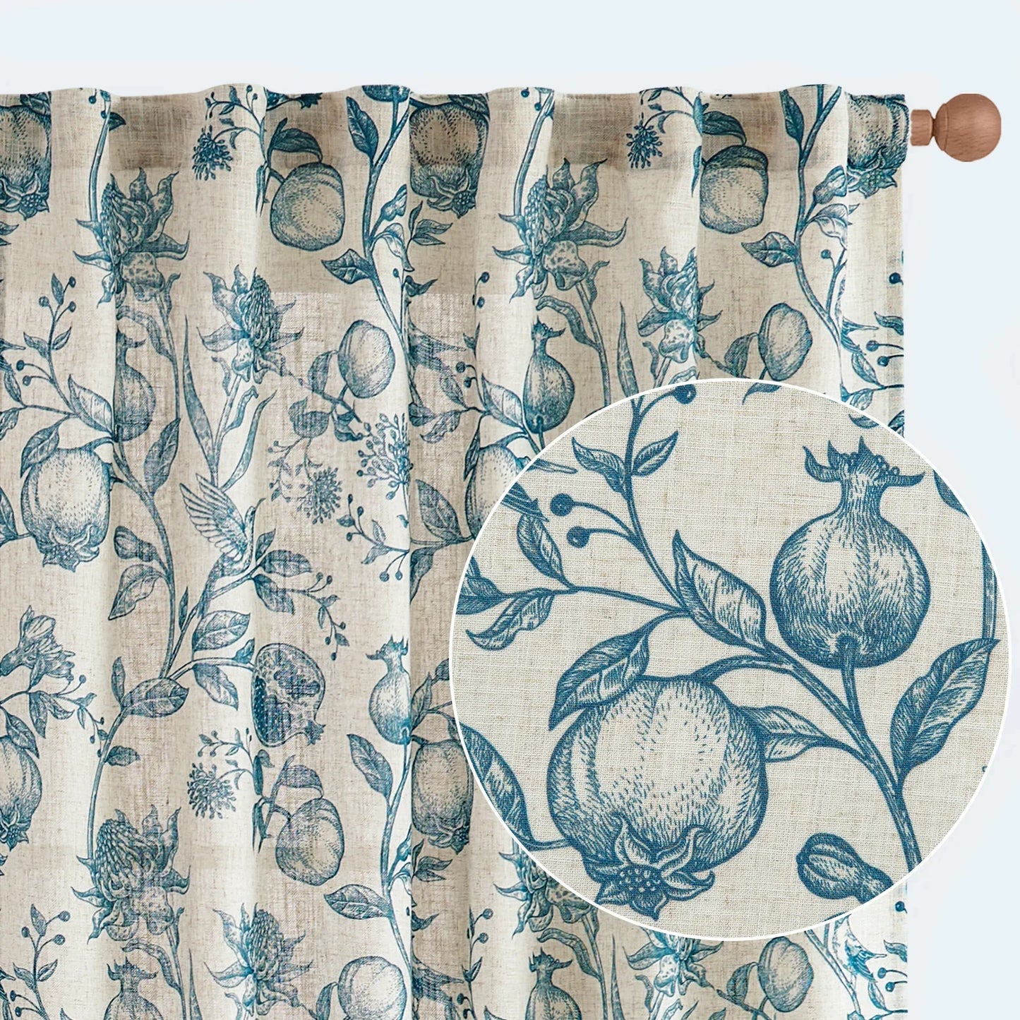Vintage Pomegranate Botanical Curtains - Jinchan Home