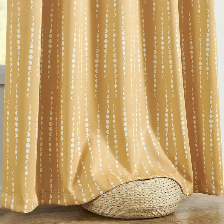 Boho Moon Phase Print Blackout Curtains - Jinchan Home