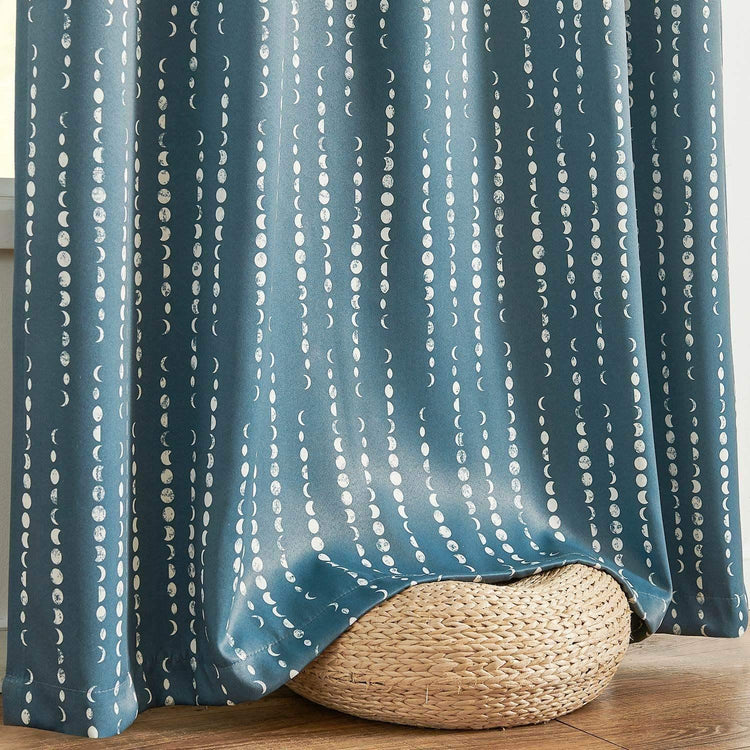 Boho Moon Phase Print Blackout Curtains - Jinchan Home