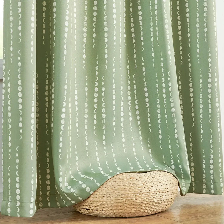 Boho Moon Phase Print Blackout Curtains - Jinchan Home