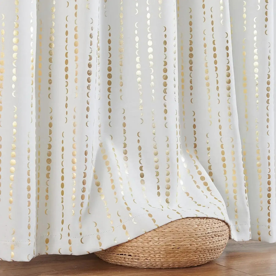 Boho Moon Phase Print Blackout Curtains - Jinchan Home